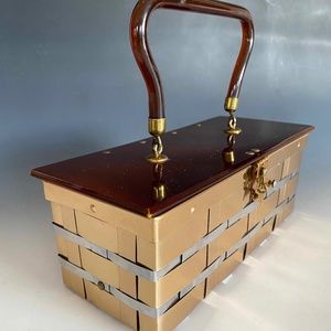 1960s Dorset Rex Handbag Gold & Silver Woven Metal